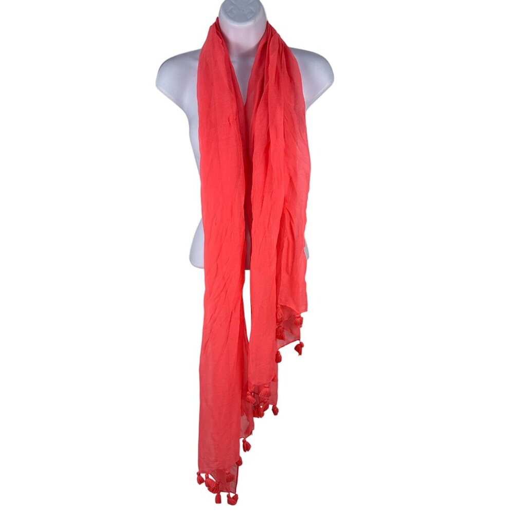 Old Navy Womens Coral Tassel Scarf Recycled Polyester One Size